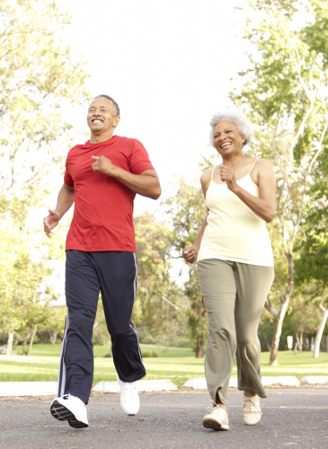 Older couple walking